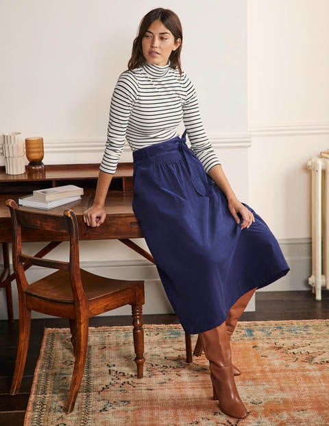Essential Roll Neck Tee - Ivory / Navy Stripe Essential Roll Neck Tee - Ivory / Navy Stripe