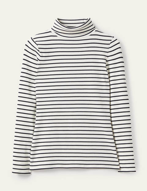 Essential Roll Neck Top - Ivory / Navy Stripe Essential Roll Neck Top - Ivory / Navy Stripe