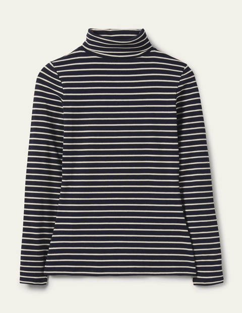 Essential Roll Neck Top - Navy / Ivory Stripe Essential Roll Neck Top - Navy / Ivory Stripe