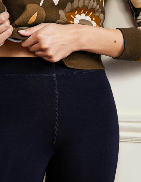 High Rise Crop Jersey Leggings - Navy High Rise Crop Jersey Leggings - Navy