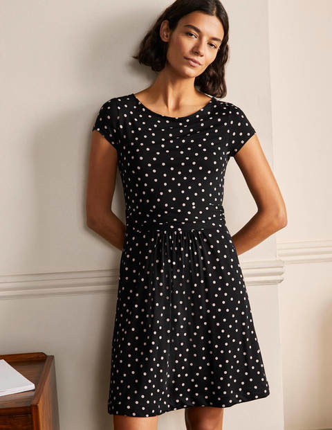 Amelie Jersey Dress - Black/ Chalky Pink Spot Amelie Jersey Dress - Black/ Chalky Pink Spot
