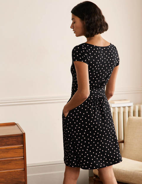 Amelie Jersey Dress - Black/ Chalky Pink Spot Amelie Jersey Dress - Black/ Chalky Pink Spot