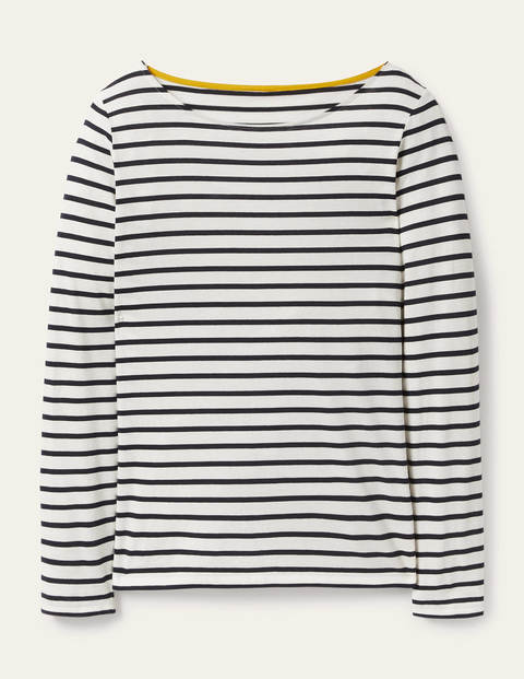 Long Sleeve Breton Top - Ivory / Navy Stripe | Boden UK