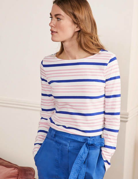Long Sleeve Breton Top - Formica Pink / Blue Stripe