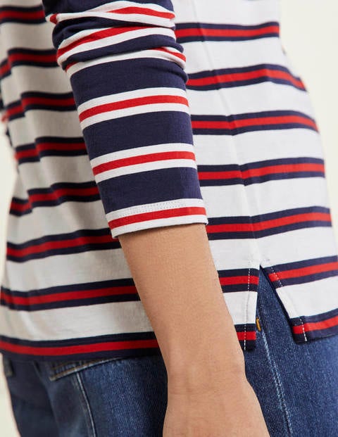 Long Sleeve Breton Top - Ivory, Red and Navy Stripe