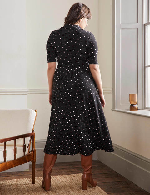 Lavinia Jersey Wrap Dress - Black, Polka Dot Lavinia Jersey Wrap Dress - Black, Polka Dot