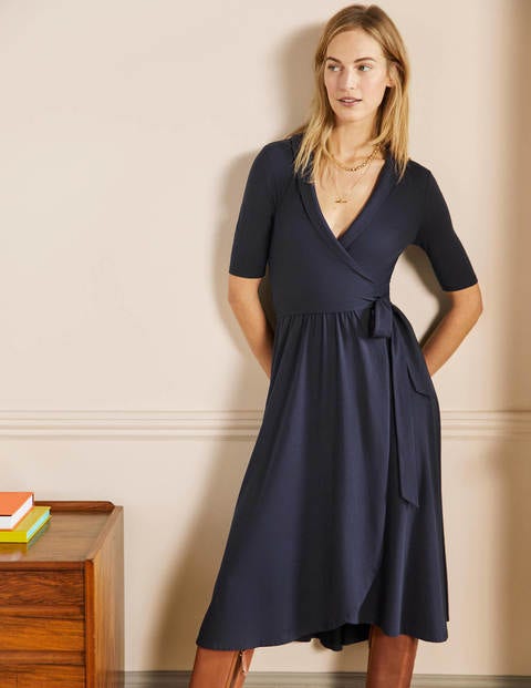 Lavinia Jersey Wrap Dress - Navy