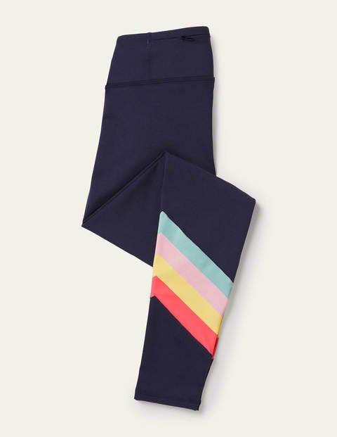 High Waisted Active Leggings - Navy Rainbow Stripe High Waisted Active Leggings - Navy Rainbow Stripe