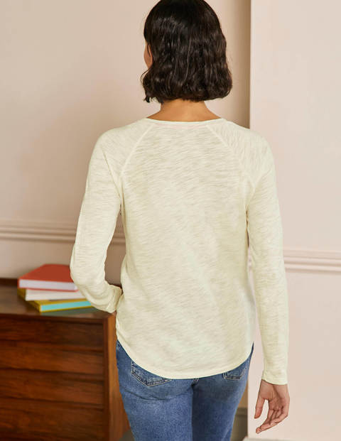 Lorna Baseball Jersey T-Shirt - Ivory, Floral Chest Stripe Lorna Baseball Jersey T-Shirt - Ivory, Floral Chest Stripe