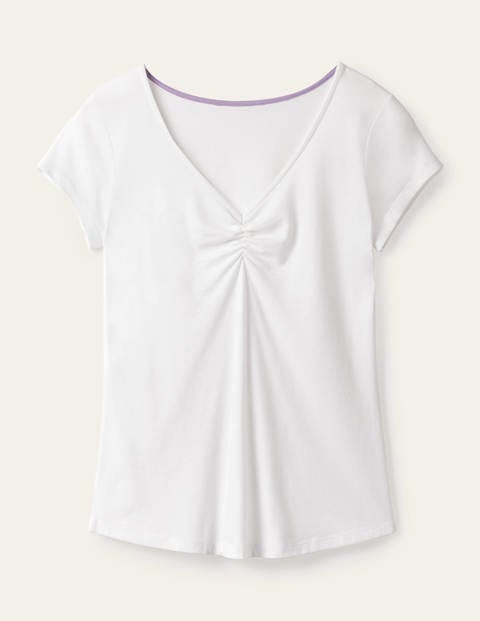 Supersoft Ruched V-Neck Top - White Supersoft Ruched V-Neck Top - White