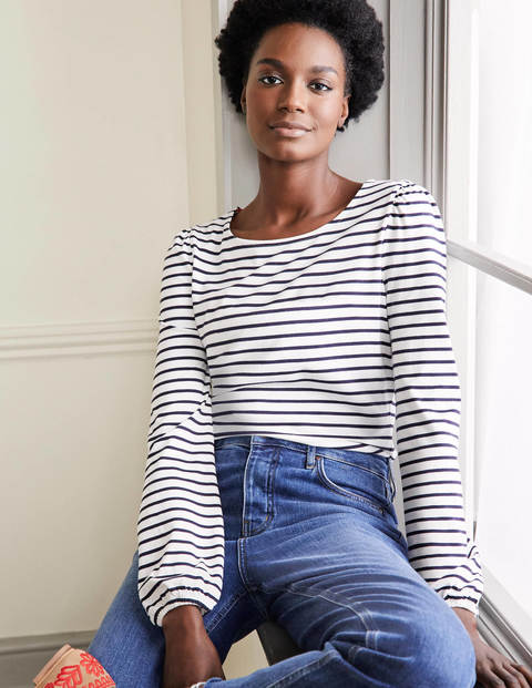 Supersoft Long Sleeve Top - Ivory / Navy Stripe