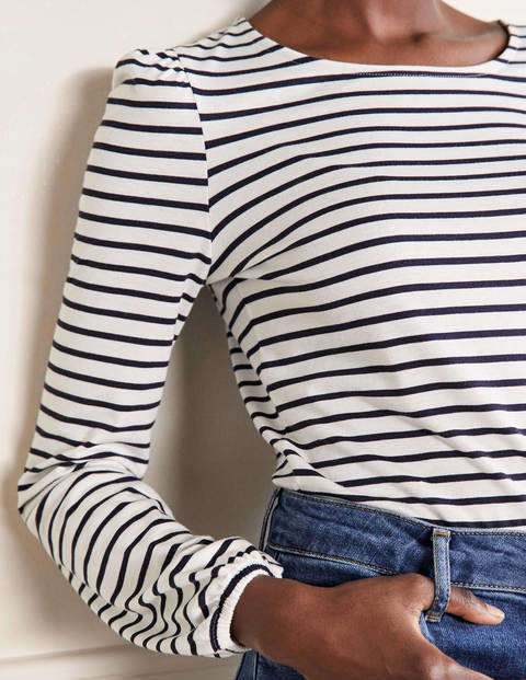 Supersoft Long Sleeve Top - Ivory / Navy Stripe