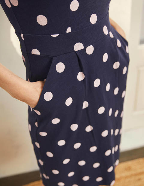 Florrie Jerseykleid - Navy, Getupft Florrie Jerseykleid - Navy, Getupft