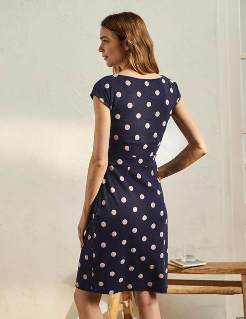 Florrie Jerseykleid - Navy, Getupft Florrie Jerseykleid - Navy, Getupft