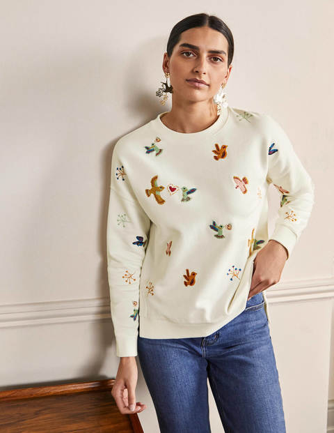 Interest Sweatshirt - Ivory, Multi Embroidery