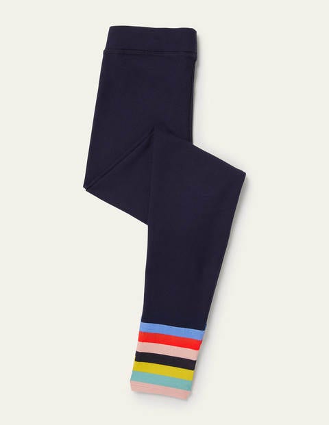 High Rise Jersey Leggings - Navy Rainbow Cuff High Rise Jersey Leggings - Navy Rainbow Cuff