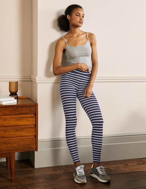 High Rise Black Jersey Leggings - Black 
