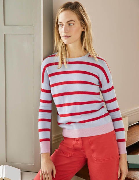 Pull Chatham rayé en cachemire - Rayé bleu clair lapis Pull Chatham rayé en cachemire - Rayé bleu clair lapis