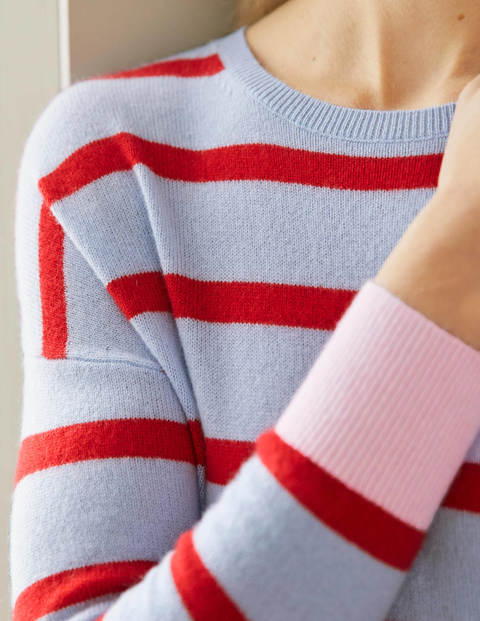 Chatham Cashmere Sweater - Lapis Light Blue Stripe