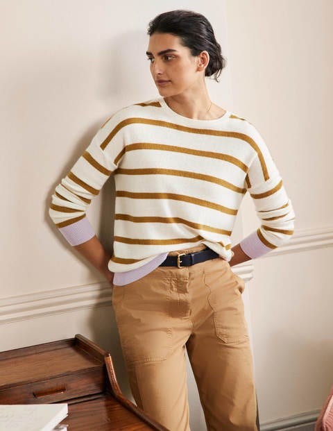 Chatham Cashmere Sweater - Ivory Melange Stripe