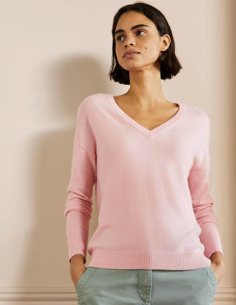 Cashmere V-neck Relax Sweater - Pink Blush