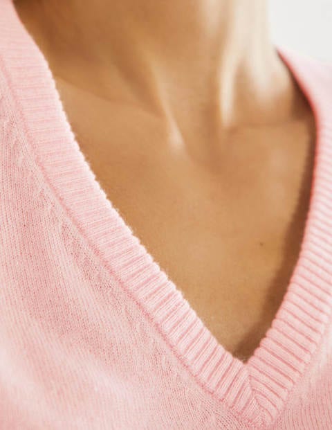 Cashmere V-neck Relaxed Jumper - Pink Blush