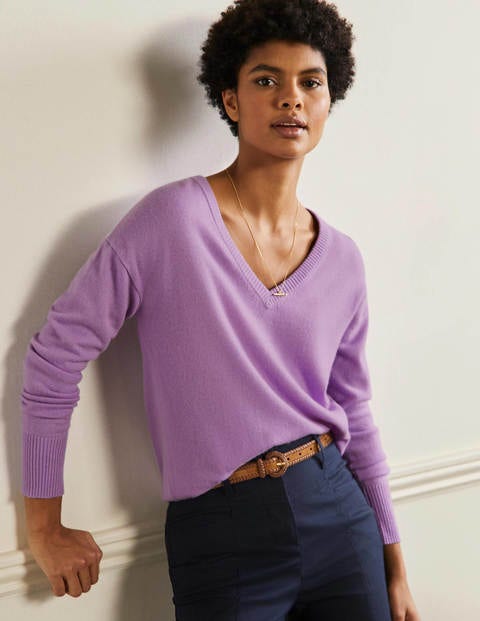 Cashmere V-neck Relax Sweater - African Violet