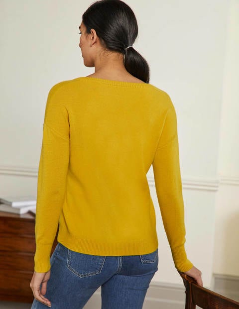 Lässiger Kaschmirpullover mit V-Ausschnitt - Zitronengelb Lässiger Kaschmirpullover mit V-Ausschnitt - Zitronengelb