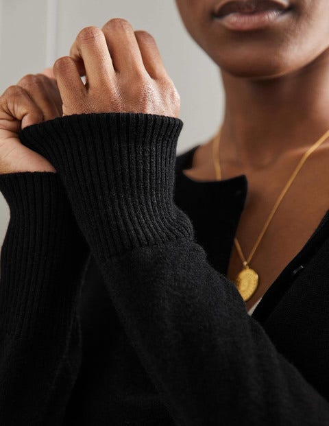 Cashmere Cropped Cardigan - Black Cashmere Cropped Cardigan - Black