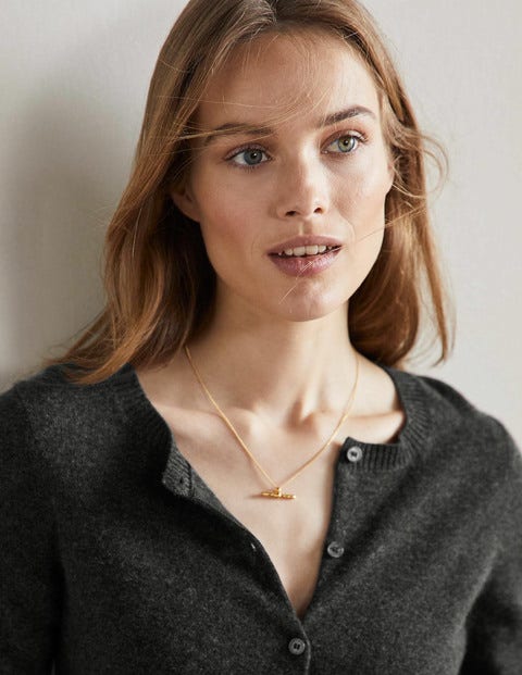 Cashmere Cropped Cardigan - Charcoal Melange Cashmere Cropped Cardigan - Charcoal Melange