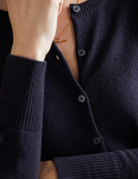 Cashmere Cropped Cardigan - Navy