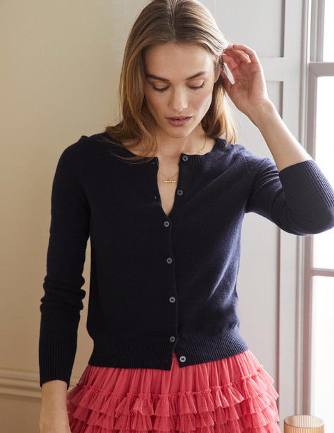 Cashmere Cropped Cardigan - Navy Cashmere Cropped Cardigan - Navy