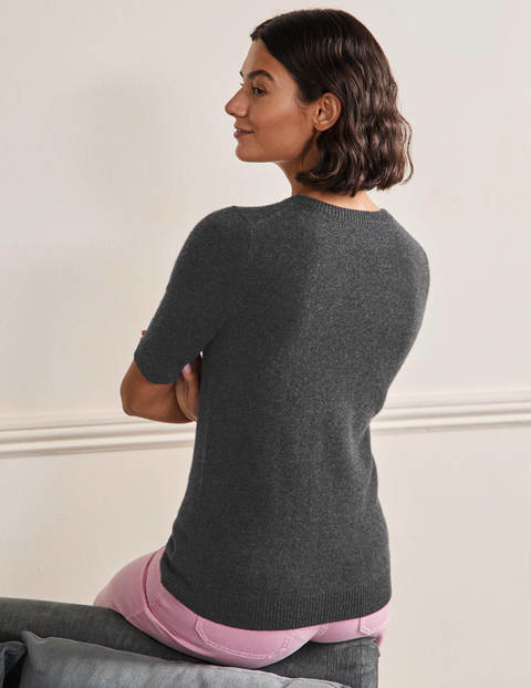 Cashmere Knitted Top - Charcoal Melange Cashmere Knitted Top - Charcoal Melange