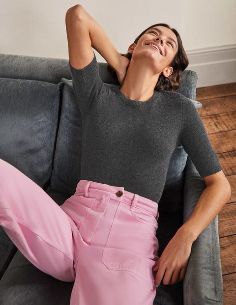 Cashmere Knitted Top - Charcoal Melange Cashmere Knitted Top - Charcoal Melange