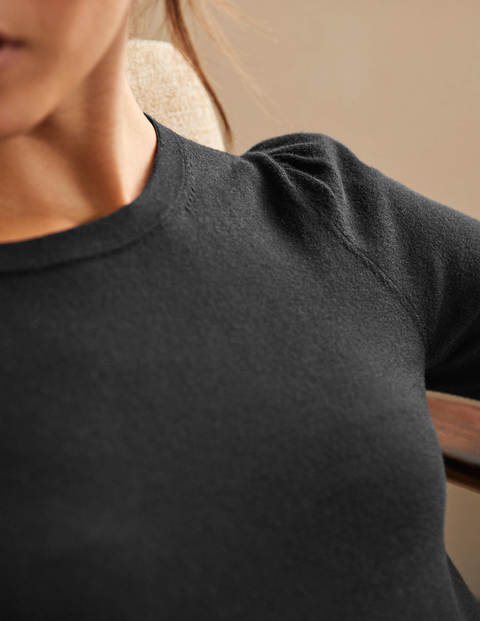 Baumwollpullover mit Rundhalsausschnitt - Schwarz Baumwollpullover mit Rundhalsausschnitt - Schwarz