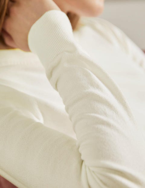 Baumwollpullover mit Rundhalsausschnitt - Naturweiß Baumwollpullover mit Rundhalsausschnitt - Naturweiß