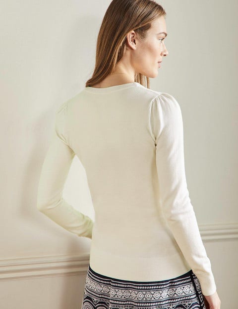 Baumwollpullover mit Rundhalsausschnitt - Naturweiß Baumwollpullover mit Rundhalsausschnitt - Naturweiß