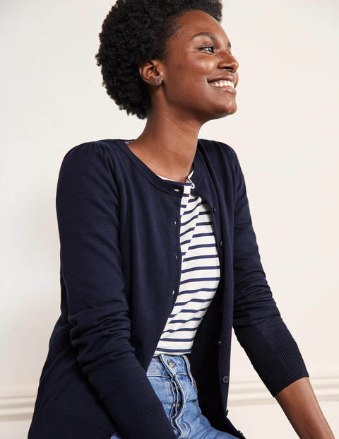 Cotton Crew Cardigan - Navy Cotton Crew Cardigan - Navy