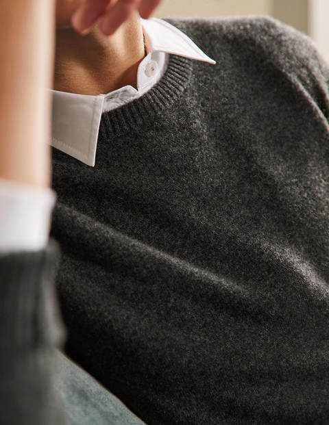 Cashmere Crew Neck Jumper - Charcoal Melange Cashmere Crew Neck Jumper - Charcoal Melange