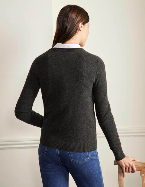 Cashmere Crew Neck Jumper - Charcoal Melange Cashmere Crew Neck Jumper - Charcoal Melange