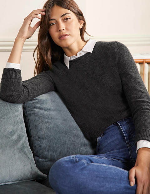 Cashmere Crew Neck Jumper - Charcoal Melange Cashmere Crew Neck Jumper - Charcoal Melange