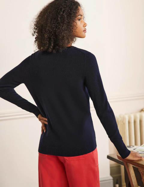 Kaschmirpullover mit Rundhalsausschnitt - Navy Kaschmirpullover mit Rundhalsausschnitt - Navy