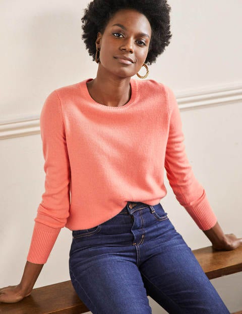 Cashmere Crew Neck Sweater - Chalky Coral