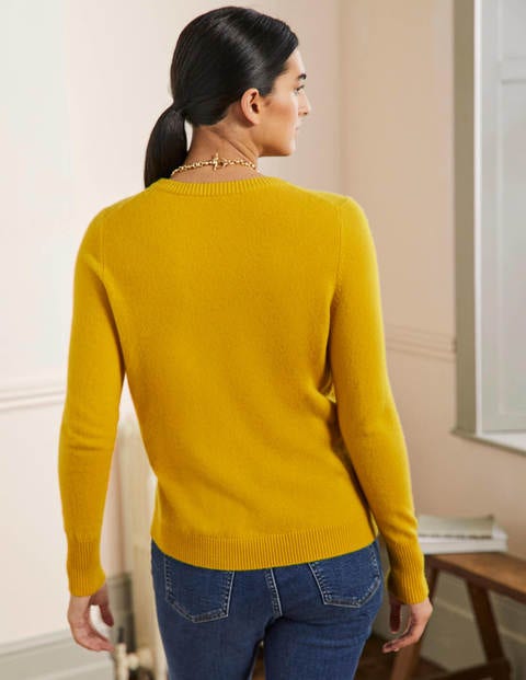 Cashmere Crew Neck Sweater - Citrine Yellow Cashmere Crew Neck Sweater - Citrine Yellow