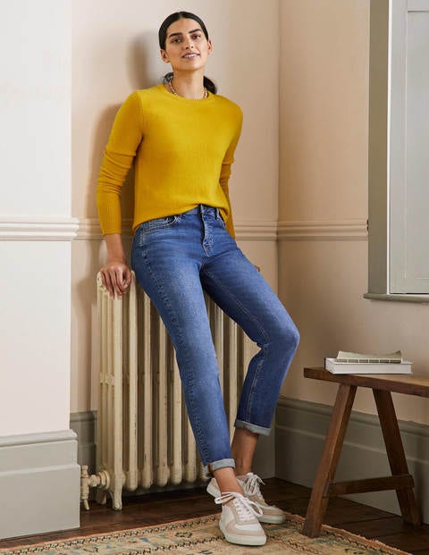 Cashmere Crew Neck Sweater - Citrine Yellow Cashmere Crew Neck Sweater - Citrine Yellow