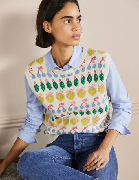 Harriet Sweater Vest - Ivory, Fruit 