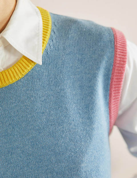 Harriet Sweater Vest - Dusty Blue Colourblock