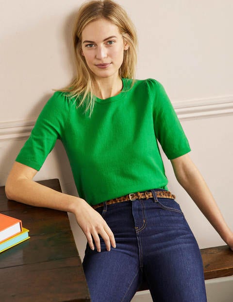 Cotton Crew Knitted Top - Highland Green