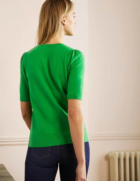 Baumwoll-Strickoberteil mit Rundhalsausschnitt - Highland Green Baumwoll-Strickoberteil mit Rundhalsausschnitt - Highland Green