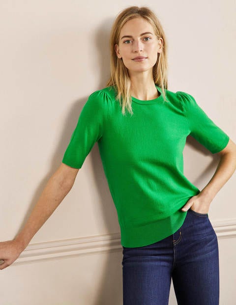 Baumwoll-Strickoberteil mit Rundhalsausschnitt - Highland Green Baumwoll-Strickoberteil mit Rundhalsausschnitt - Highland Green